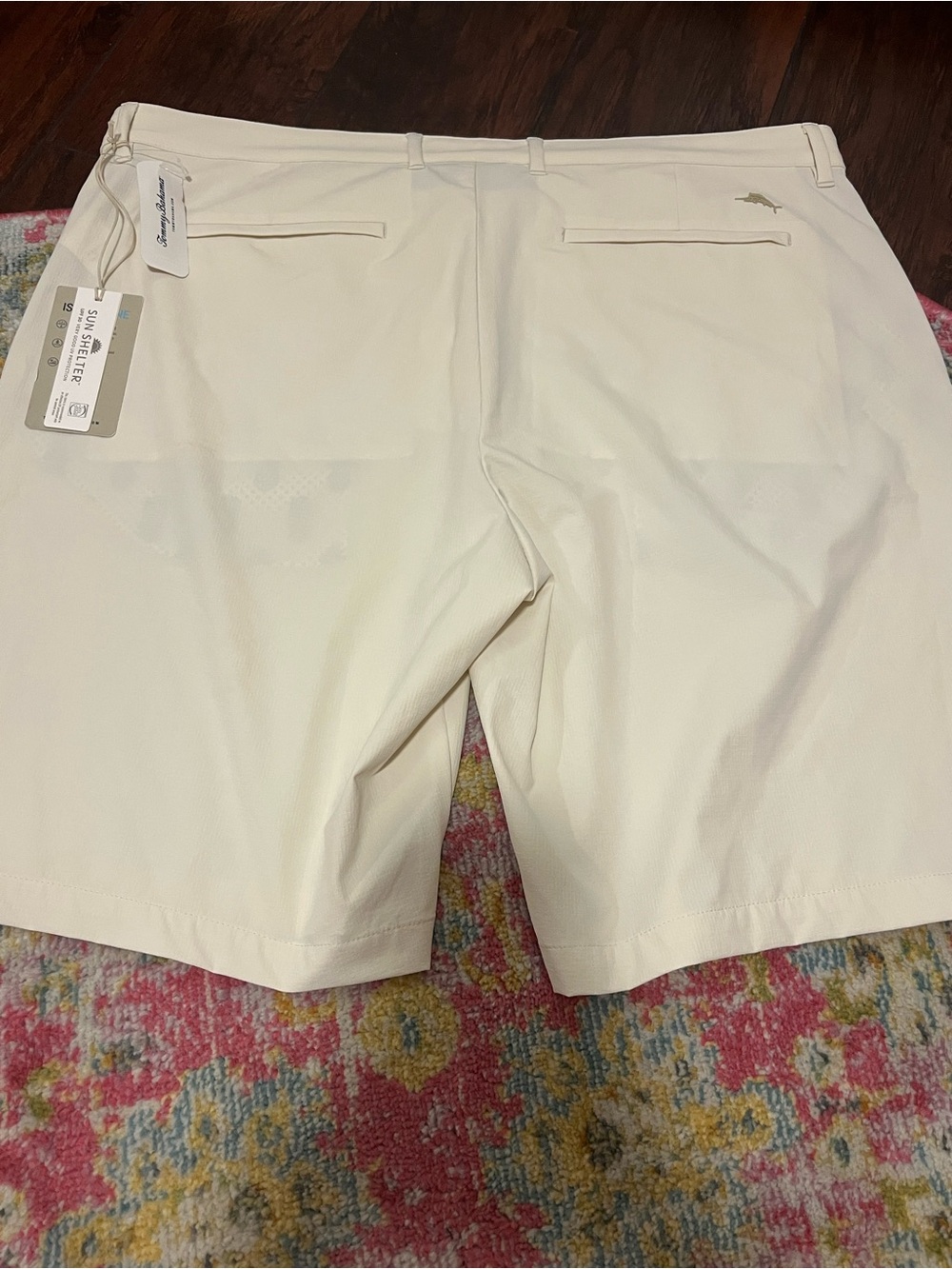 Tommy Bahama Cream Flat Front Performance Shorts - Picture 3 of 3